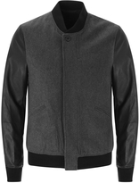 Thumbnail for your product : Paul Smith Grey leather and felt bomber jacket