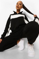 Thumbnail for your product : boohoo Colour Block Half Zip Slim Fit Tracksuit