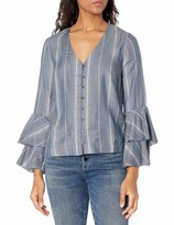Thumbnail for your product : Ella Moss Women's Andreea Ruffle Sleeve Cute Woven Top