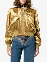 Thumbnail for your product : Haider Ackermann metallic cropped bomber jacket