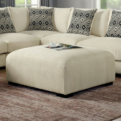 Hokku Designs Contemporary Style Square Upholstery Huge Padded Ottoman With Memory Foam Layer Modular Design And Tapered Legs Beige