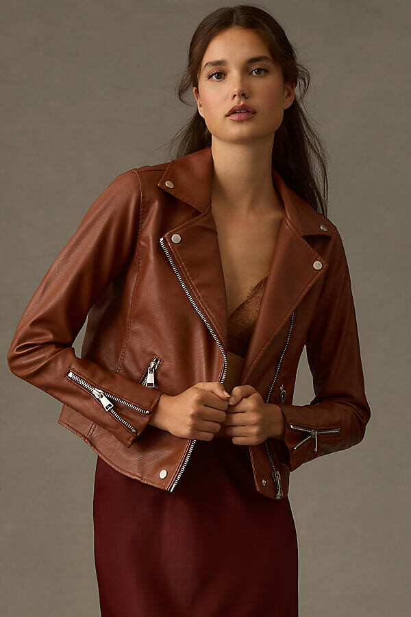 ANTHROPOROGIE ライダース ジャケット The Saige Faux-Leather Moto Jacket | Anthropologie