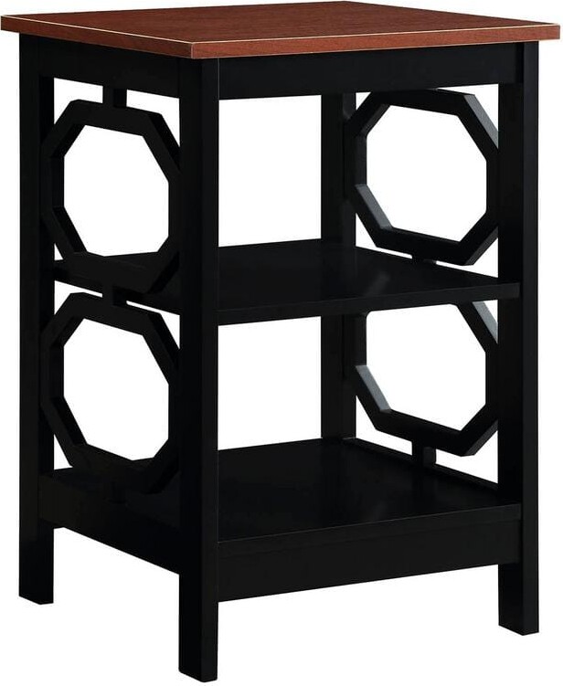 Omega 23.75 in. Cherry & Black Wood End Table