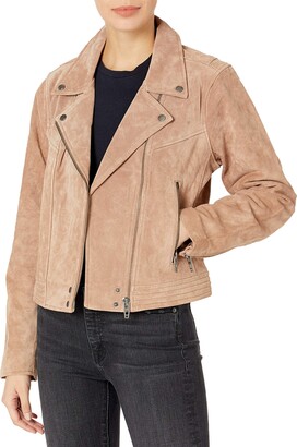 Blank NYC womens Cropped Suede Leather Motorcycle Jacket