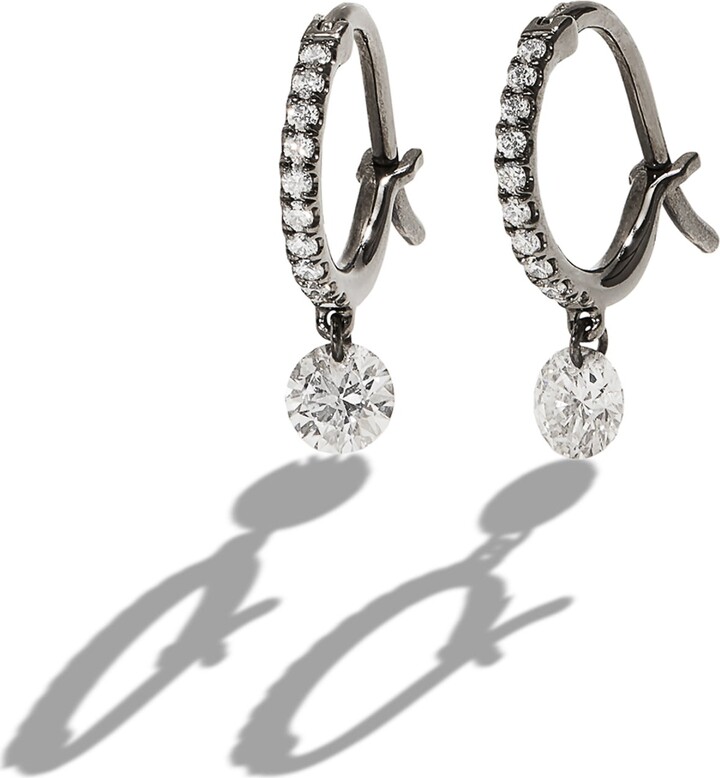 Raphaele Canot Set Free Diamond Blackened Gold Mini Hoop Earrings