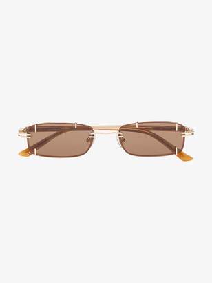 Linda Farrow brown and gold metallic X Y/Project burg tinted sunglasses