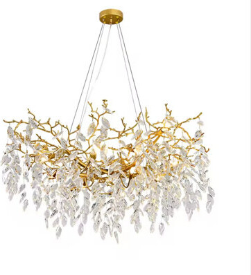 House of Hampton Bloom Luxury Gold Branch Pendant Chandelier With Amber Glass Shades | Round Or Elliptic Shape