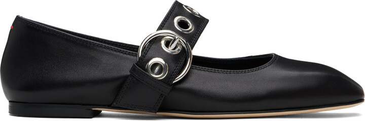 AEYDĒ Black Uma Eyelet Ballerina Flats