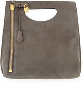 Thumbnail for your product : Tom Ford Alix Suede Zip & Padlock Crossbody Bag, Graphite (Dark Gray)