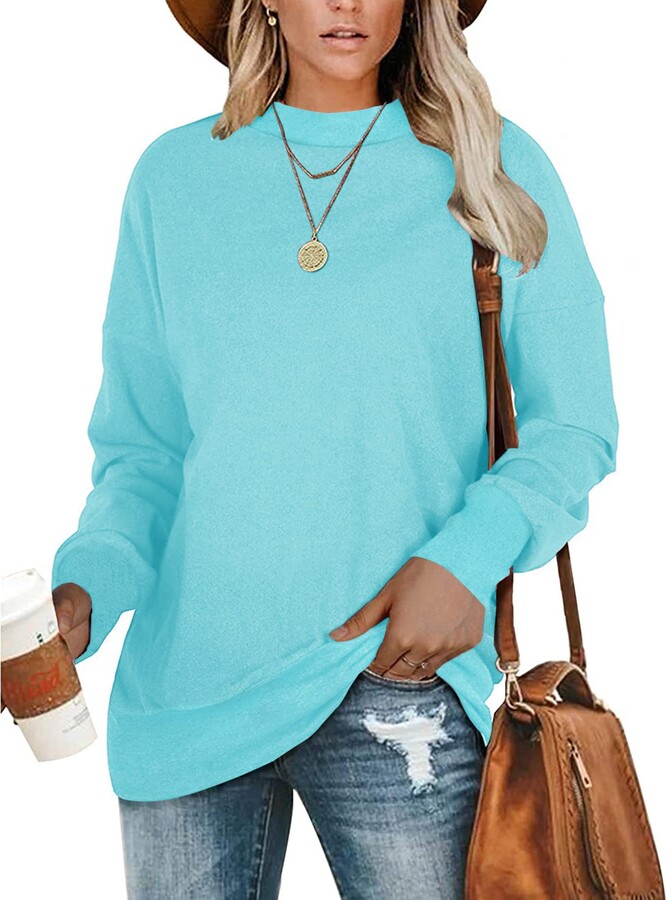 PLMOKEN Plus Size Sweatshirts for Women Casual Long Sleeve Round Neck Shirts tunic tops for Leggings M-4XL 
