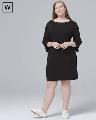 Whbm Plus Bell-Sleeve Black Shift Dress