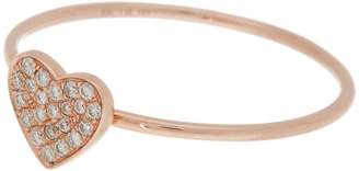 Ef Collection 14K Rose Gold Mini Heart Diamond Stacking Ring - 0.07 ctw - Size 7