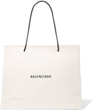 Balenciaga Printed Textured-leather Tote - White