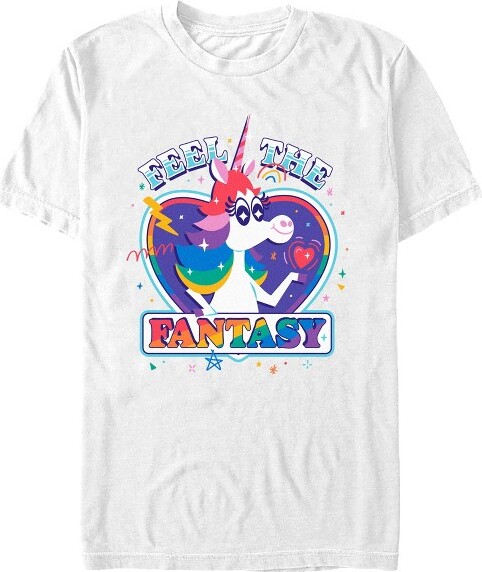 Insideout Men'sInsideOutRainbowUnicornFeeltheFantasyT-Shirt-White-Medium