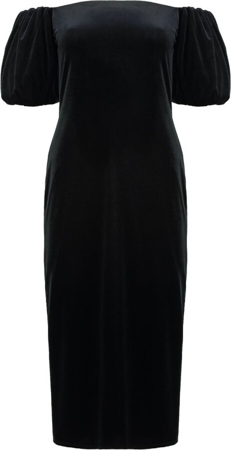 Lauren Ralph Lauren Puff-Sleeve Velvet Dress