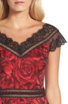 Thumbnail for your product : Tadashi Shoji Rose Print Lace & Chiffon Gown