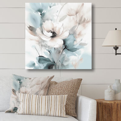 Red Barrel Studio Delicate Gray Flowers I - Floral Wall Art Living Room