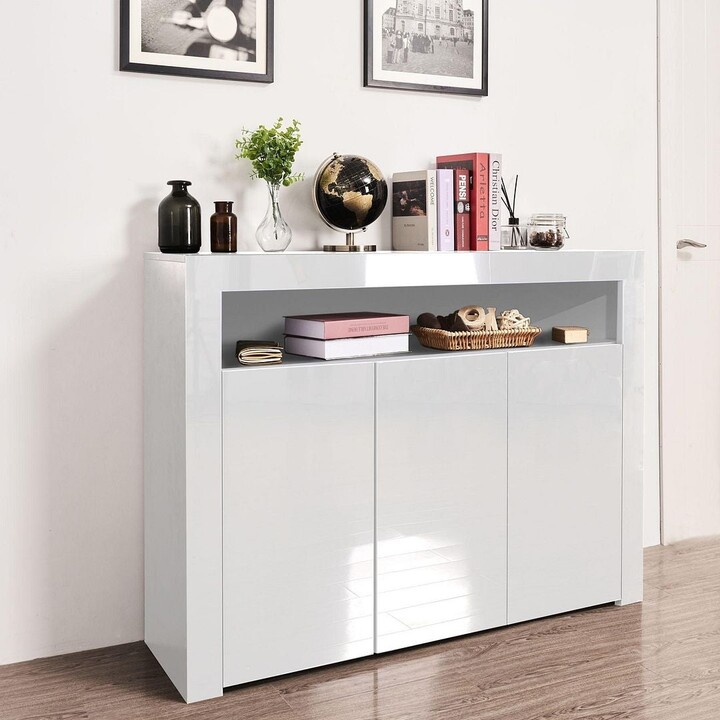 Momei Living Room Sideboard Storage High Gloss with LED Light