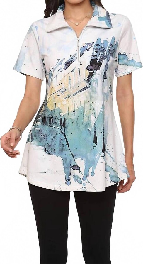 Parsley & Sage Brody Short Sleeve Tunic In White