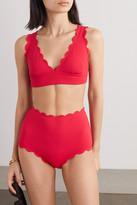 Thumbnail for your product : Marysia Swim Santa Clara Scalloped Stretch-crepe Bikini Top - Red
