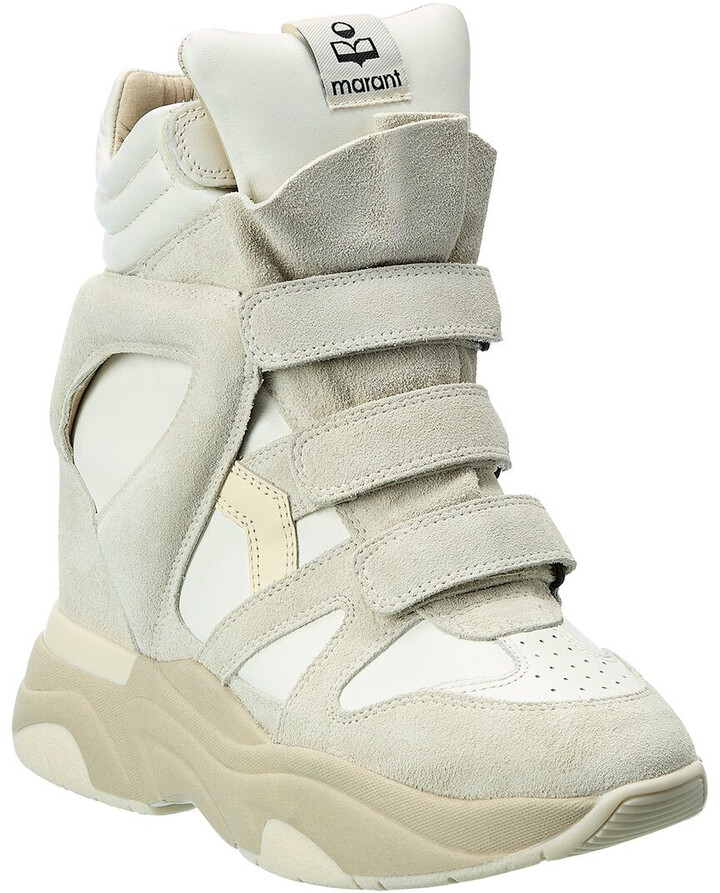 Sneakers Wedge High Top Sneakers Baskets Beige + * & * & * &% $% $ Or Fleurs:: 