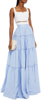 Thumbnail for your product : Costarellos Gathered Linen And Cotton-blend Maxi Skirt