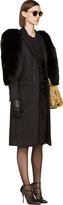 Thumbnail for your product : Givenchy Black Wool & Sable Fur Peaked Lapel Peacoat