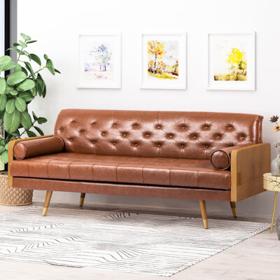 Corrigan Studio Brown With Mid-Century Modern Design Rolled Accent Pillows 30.5\
