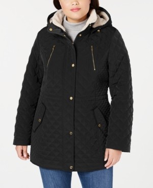Laundry by Shelli Segal Plus Size Sherpa-Lined Hooded Quilted Jacket
