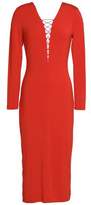 Thumbnail for your product : Alexander Wang T By Lace-Up Stretch-Modal Jersey Midi Dress