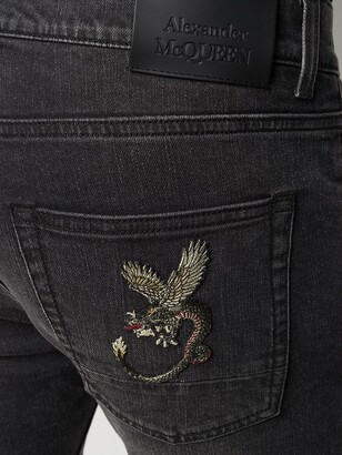 Alexander McQueen Dragon Patch Slim-Fit Jeans