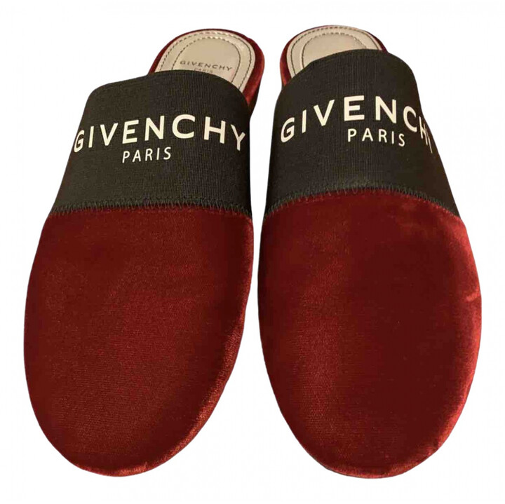 Givenchy red Velvet Flats - ShopStyle