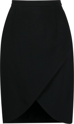 Sablé asymmetric crepe pencil skirt