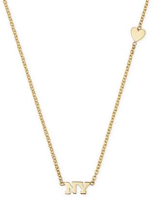 Chicco Zoë 14K Yellow Gold Tiny Heart & NY Necklace, 16"