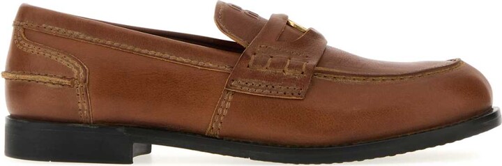 Miu Miu Caramel Leather Loafers