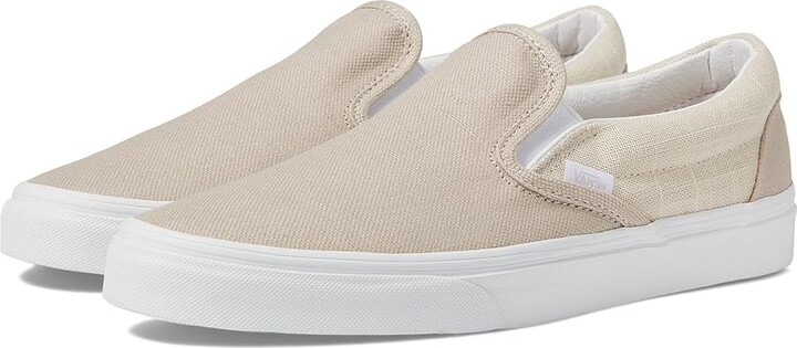 Vans Classic Slip-On (Summer Linen Natural) Skate Shoes - ShopStyle