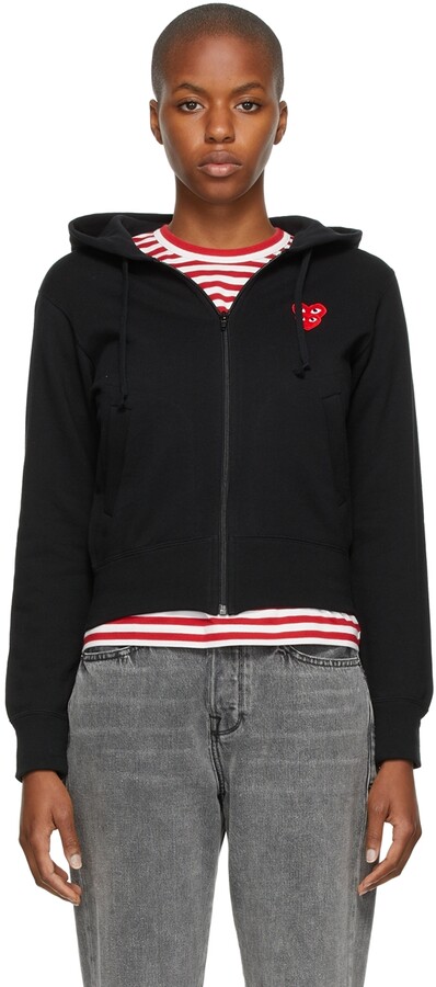 French Terry Zip Hoodie, Hearts Red & Pink