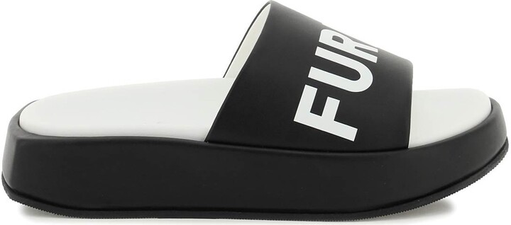 faux leather slides