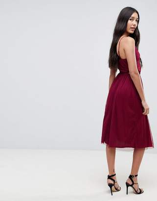 ASOS Tall TALL Dobby High Neck Midi Dress With Cut Out Sides