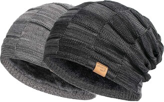 Vgogfly 2 Packs Slouchy Beanie for Men Winter Hats for Guys Cool Beanies  Mens Lined Knit Warm Thick Skully Stocking Binie Hat… - ShopStyle