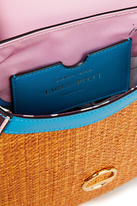 Emilio Pucci Dora Mini Leather And Raffia Tote