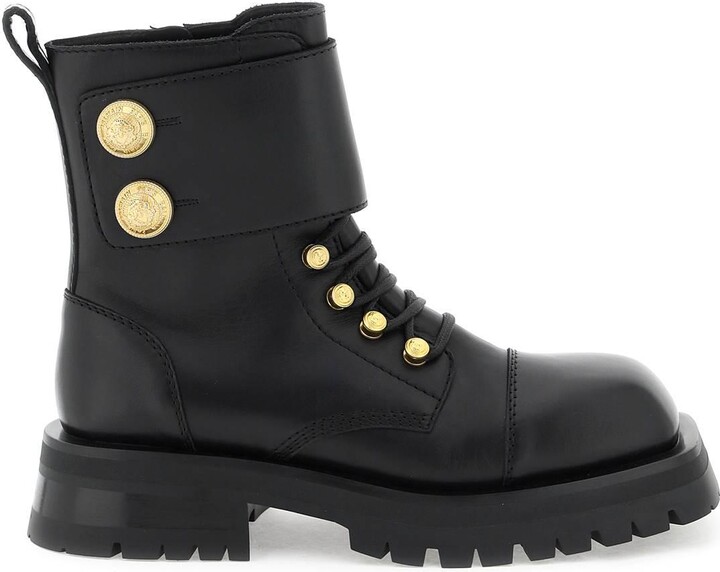 Balmain Leather Ranger Boots With Maxi Buttons - ShopStyle