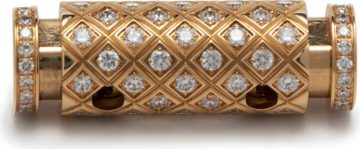 Nouvel Heritage 18kt rose gold semi diamond pave Latch pendant