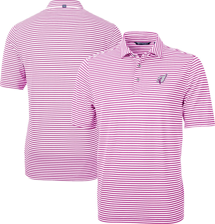 Men's Cutter & Buck Pink Arizona Cardinals Virtue Eco Pique Stripe Recycled Polo
