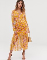 Thumbnail for your product : Stevie May Flourishing midi dress with ruched detail and pleated hem