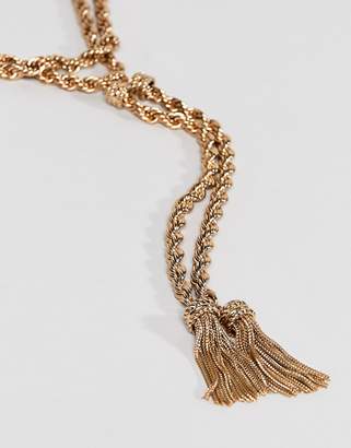 ASOS DESIGN necklace with rope chain and off center toggle design in gold