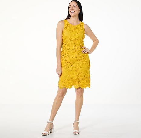 Nina Leonard 3D Floral Embroidered Crochet Dress - Black - Size X-Small
