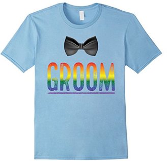 Men's Bachelor Party Shirt Gay Pride Rainbow Groom Bow Tie Medium