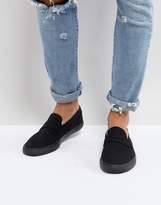 Thumbnail for your product : ASOS DESIGN slip on penny sneakers in black canvas