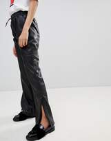Thumbnail for your product : Bershka Leather Look Wide Leg Pant